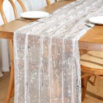 Ershi - chemin de table en or, 300 × 70 cm chemin de table dor tulle paillet organza table mtallis ...
