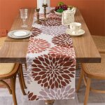 Ershi - chemin de table printemps lin linge de table moderne marron et gris fleurs boho dcoration de ...