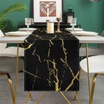 Ershi - chemin de table de printemps en lin moderne d'été 40 x 140 cm chemin de table en marbre noir ... Ershi - chemin de table de printemps en lin moderne d'été 40 x 140 cm chemin de table en marbre noir ...