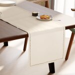 Ershi - chemin de table pur coton avec design brod taille 32x150 cm naturel - lavable en machine[2687] ...