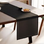 Ershi - chemin de table pur coton avec design brod taille 32x150 cm noir - lavable en machine[2694]