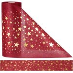 Ershi - chemin de table pour table de salle  manger - 30 m de long et 23 cm de large - tulle rouge avec ...