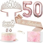 Ershi - dcoration 50e anniversaire femme, 50e anniversaire couronne et echarpe, dcoration de gteau ...