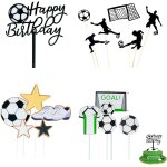 Ershi - decoration gateau foot, 16 pices deco gateau foot, toppers de cupcake d'anniversaire de football, ...