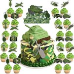 Ershi - décoration de gâteau motif camouflage vert - thème militaire soldat de l'armée - fournitures ... Ershi - décoration de gâteau motif camouflage vert - thème militaire soldat de l'armée - fournitures ...
