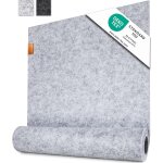 Ershi - ® design - chemin de table - feutre et cuir - 150 x 40 cm - lavable (gris chin)[4797]