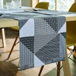 Ershi - dining larsson geo chemin de table en coton gris 33 x 220 cm[2439]