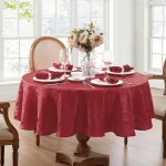 Ershi - home fashions nappe damasse ovale en polyester, rouge, 152, 4 x 213, 4 cm[1730]