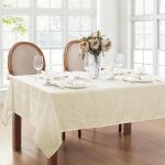 Ershi - home fashions nappe damasse rectangulaire en polyester, ivoire, 132 x 178 cm[1726]