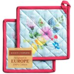 Ershi - jardin d'ete lot de 2 maniques, 100% coton, pour barbecue, cuisson, four, micro - ondes, grillades, ...