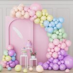 Ershi - kit arche ballons pastel, 164 pices macaron rose violet bleu jaune vert orange ensemble guirlandes ...