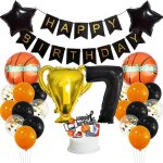 Ershi - kit de dcoration thmatique de basketball 7 ans - bannire happy birthday - grand ballon de ...