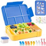 Ershi - lunch box enfant, 1300ml bento lunch box enfant avec 5 compartiments et des couverts (fourchette ...