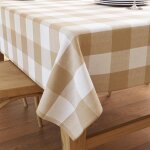 Ershi - nappe carre en coton (140x140 cm) chques beige buffalo nappe dcorative[3564]