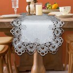 Ershi - nappe creuse, chemin de table rectangulaire, en tissu jacquard, convient pour la maison, les ...