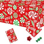 Ershi - nappe de nol anti - taches rouge nappes impermable avec sucette rectangle 137 * 274cm dcoration ...