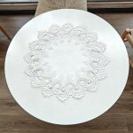 Ershi - napperon rond lgant en dentelle jacquard blanche, nappe isolante pour dcoration de maison, ...