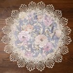 Ershi - napperon rond rtro en maille jacquard et dentelle au crochet lgant pour dcoration de table ...