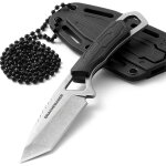 Ershi - neck knife tanto couteau fixe petit fulltang outdoor mini couteau avec etui plastique, noi r[111] ...