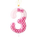 Ershi - noeud rose bougie anniversaire numro, bougies d'anniversaire rose dcoration de fte d'anniversaire ...