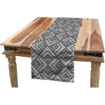 Ershi - noir et blanc chemin de table, chevrons et points, rectangulaire dcoratif pour salle  manger, ...