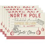 Ershi - north pole - lot de 4 sets de table de nol - lavables - 30 x 45 cm - dcoration de cuisine, ...