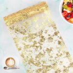 Ershi - risvowo chemin de table or, 28 cm x 10m courroie dcoration de table elgante, ruban de table ...