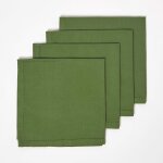 Ershi - serviettes de table en coton, lot de 4, linge de table uni, vert olive[2541]