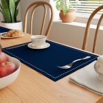 Ershi - sets de nappes de table lot de 4 pur coton avec design brodé scotch bleu taille rectangulaire ... Ershi - sets de nappes de table lot de 4 pur coton avec design brodé scotch bleu taille rectangulaire ...