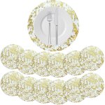 Ershi - set de table dor rond, 12 pices dessous assiette de table maille en feuille d'or sets de table ...