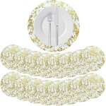 Ershi - set de table dor rond, 24 pices dessous assiette de table maille en feuille d'or sets de table ...