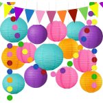 Ershi - ybwanl ilanterne / lampion papier, dcoration thmatique colore combinaison baptme:fte d'anniversai ...