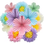 Eryi - lot de 12 eventails en papier et fleurs en papier - couleurs pastel - guirlande suspendue - décoration ... Eryi - lot de 12 eventails en papier et fleurs en papier - couleurs pastel - guirlande suspendue - décoration ...