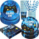 Eryi - 120 pices dcorations de fte d'anniversaire sur le thme de jeu vido, fournitures de fte sur ...