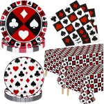 Eryi - lot de 122 dcorations de fte de casino - service de table de poker comprenant des assiettes, ...