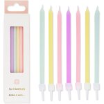 Eryi - lot de 16 bougies d'anniversaire pastel arc - en - ciel avec supports - grand mince 10 cm - dcorations ...