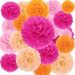 Eryi - lot de 16 pompons en papier de soie roses et oranges - dcoration automne pour mariage, dcoration ...