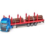 Eryi - 1659 - camion de transport de bois, 1:87, mtal / plastique, bleu / rouge, troncs d'arbres inclus ...
