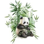 Eryi - 2 feuilles panda stickers muraux aquarelle bambou animal mural stickers pour chambre denfant ...