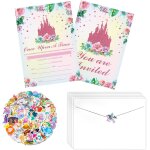 Eryi - lot de 20 invitations de fte de princesse avec enveloppes, cadeaux de fte d'anniversaire, cartes ...