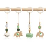Eryi - 4 pices arche portique deveil eveil bebe bois arche de jeux bb jouet a suspendre bebe jeux ...