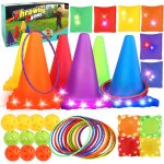 Eryi - 46pcs 3 - in - 1 ensemble de jeu de lancer d'anneau sport party spiele set, jeux de lancer lumineux, ...