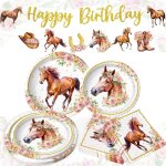 Eryi - 73 pcs serviettes de table et assiettes tasses pour fte de cheval dcoration d'anniversaire pour ...