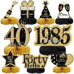 Eryi - lot de 9 dcorations pour homme - en nid d'abeille noir dor - dcoration de table d'anniversaire ...