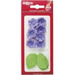 Eryi - - bote de 8 fleures violettes et 5 feuilles vertes en sucre - figurines comestibles pour gteaux ...