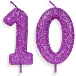 Eryi - bougie d'anniversaire en forme de chiffre 10 a paillettes pour filles et femmes - violet et rose ...
