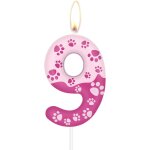 Eryi - bougies d'anniversaire sur le thème des pattes de chien, roses en forme de chiffre 9 pour gâteau, ... Eryi - bougies d'anniversaire sur le thème des pattes de chien, roses en forme de chiffre 9 pour gâteau, ...