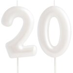 Eryi - bougie blanche macaron en forme de chiffre 20 - bougies d'anniversaire pour 20 ans - pour dcoration ...