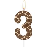 Eryi - bougies en forme de chiffre girafe pour filles et garons, bougie marron en forme de chiffre 3 ...
