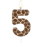 Eryi - bougies en forme de chiffre girafe pour filles et garons, bougie marron en forme de chiffre 5 ...